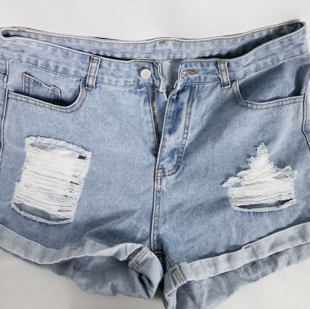 Shein Distressed Jean Shorts - 0X
